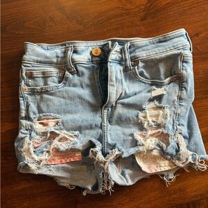 American Eagle Outfitters Light Blue Distressed Jean Shorts